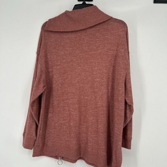 Democracy Oversized Cowl Neck Sweater Pink Slouchy Zipper Detail Size M - Picture 6 of 10